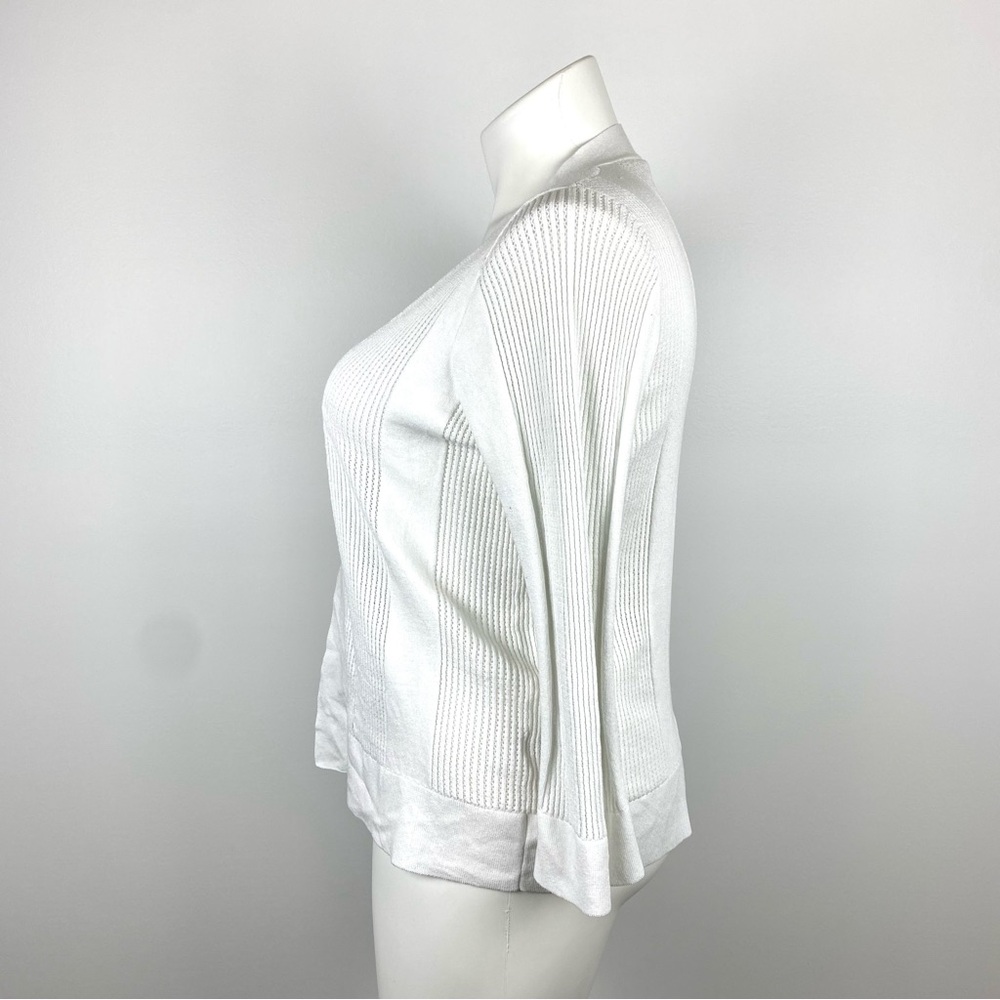 Cyrus Open Front White Cardigan Long Sleeves Lightweight Beachy L - Picture 5 of 12